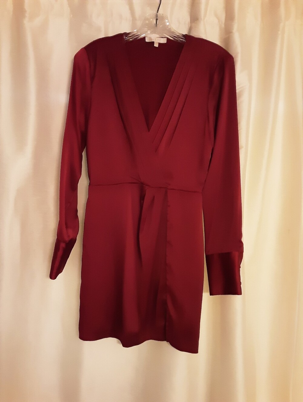 Wayf Deep Wine V-Neck Wrap Dress